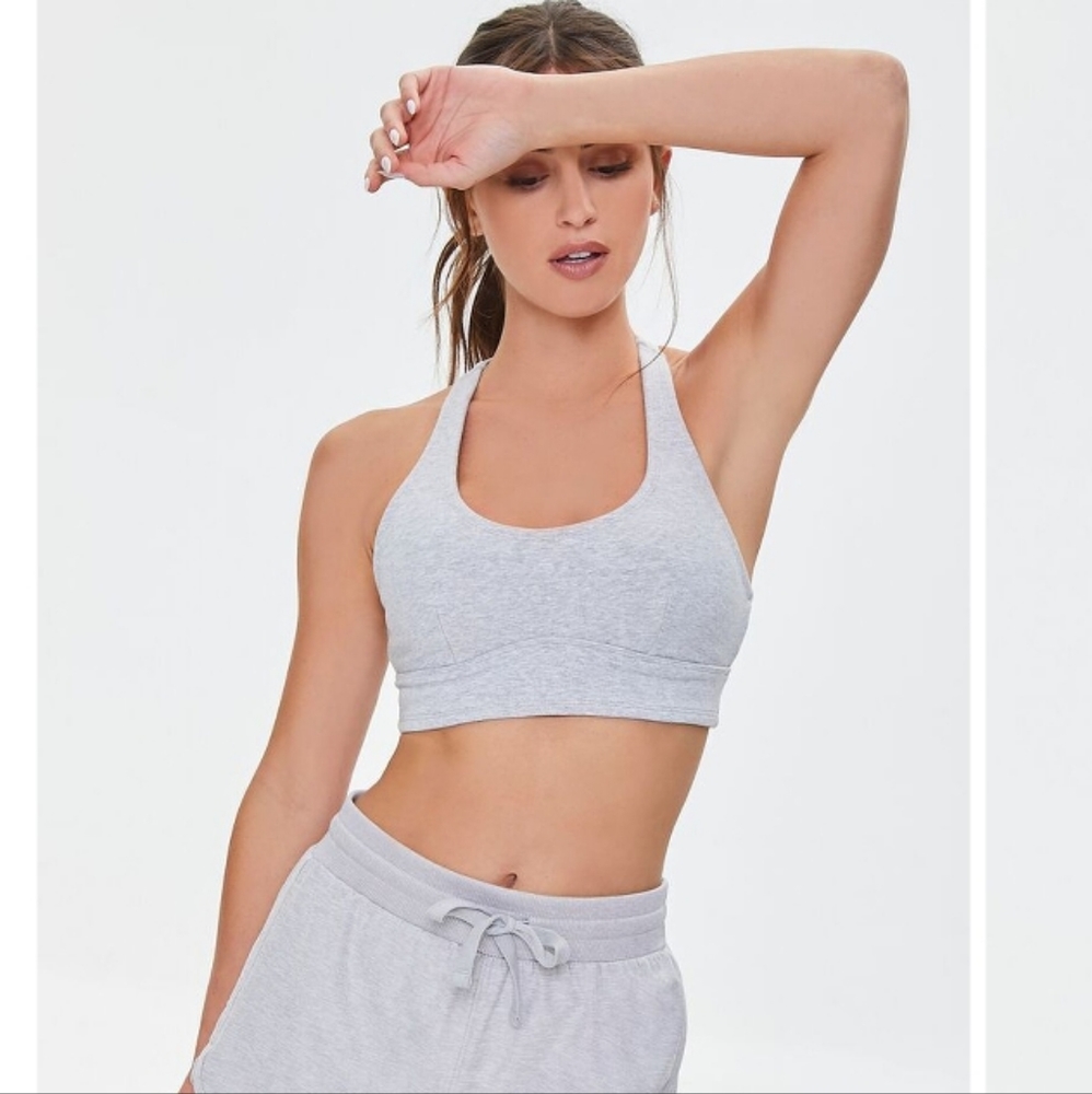NWT Forever 21 Longline Racerback Gray Top Sports Bra